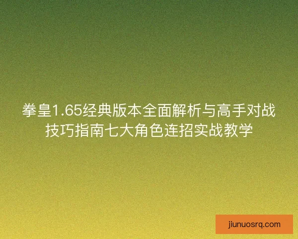 拳皇1.65经典版本全面解析与高手对战技巧指南七大角色连招实战教学